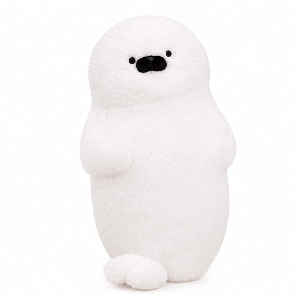 Seal Plush Toy in Brown, Gray, and White - White (70cm / 27.5in)