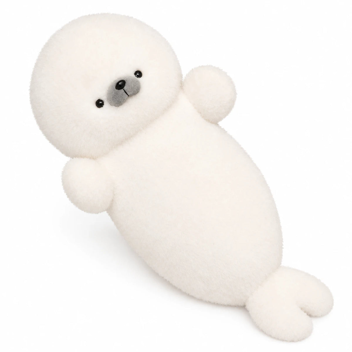 Seal Plush Toy – Round White Body with Sleepy Expression - Basic