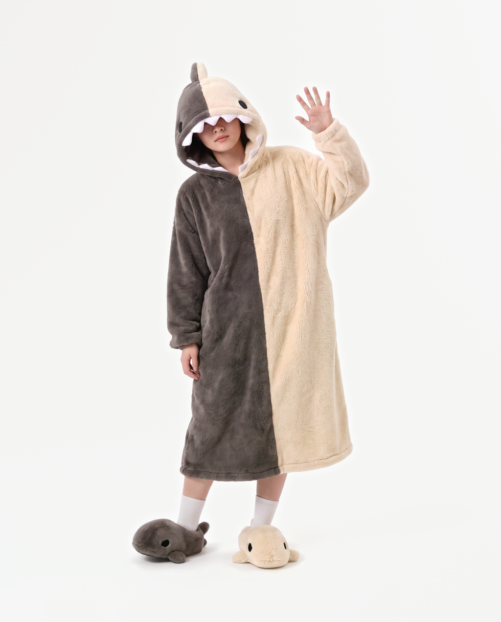 Shark Hooded Robe, waving
