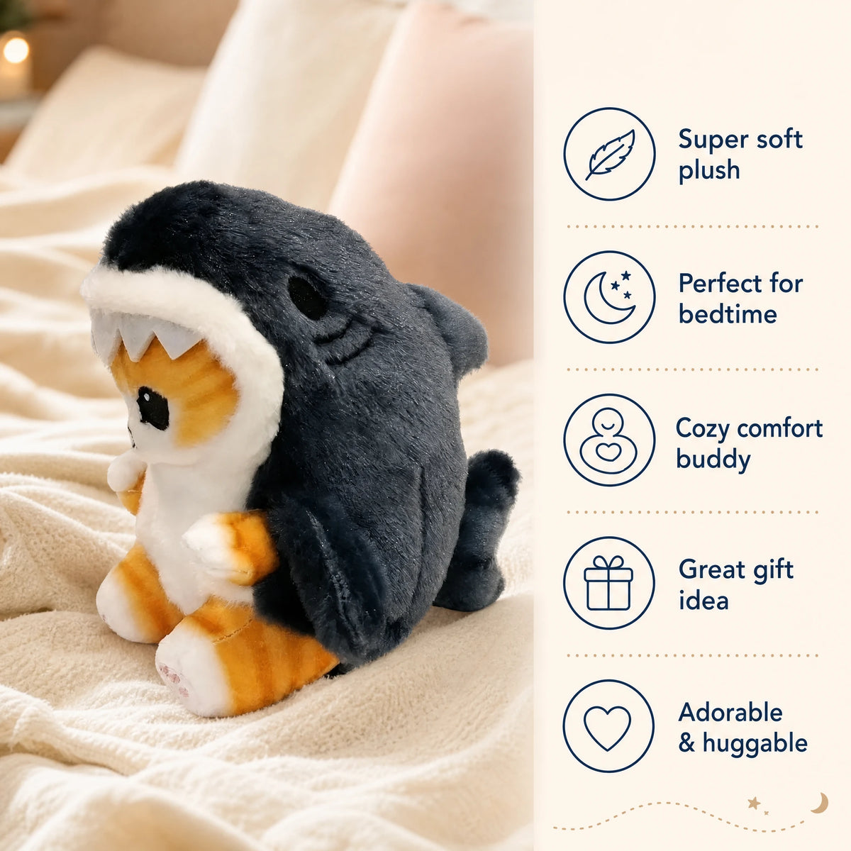Shark Cat Plush – Blue Shark Costume Pendant - Bénéfices produit
