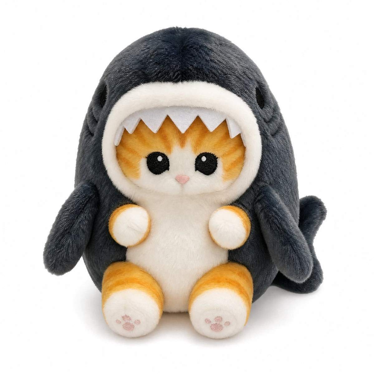 Shark Cat Plush – Blue Shark Costume Pendant - Fond blanc
