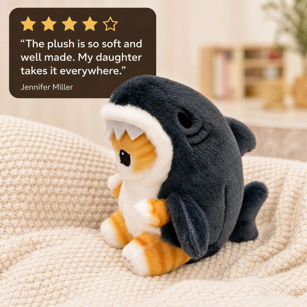 Shark Cat Plush – Blue Shark Costume Pendant - Image témoignage