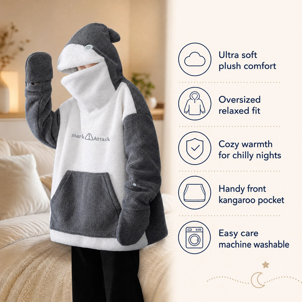Shark Hoodie with Two-Tone Fleece Design - Bénéfices produit
