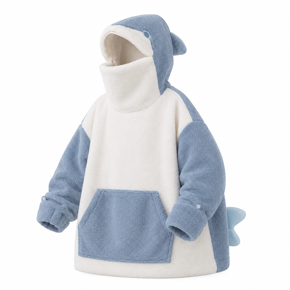 Shark Hoodie with Two-Tone Fleece Design - Blue / M · Blue / L · Blue / XL · Blue / XXL