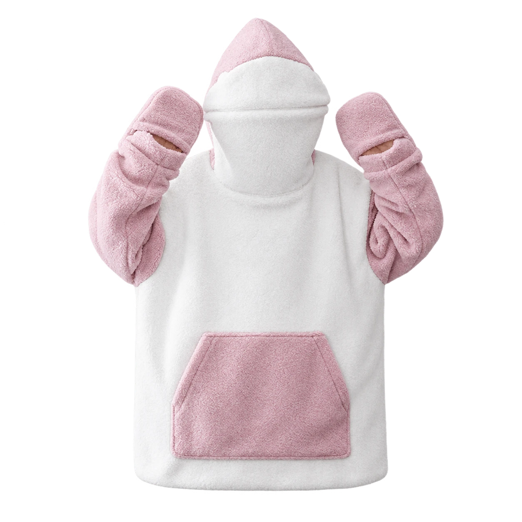 Shark Hoodie with Two-Tone Fleece Design - Pink / M · Pink / L · Pink / XL · Pink / XXL