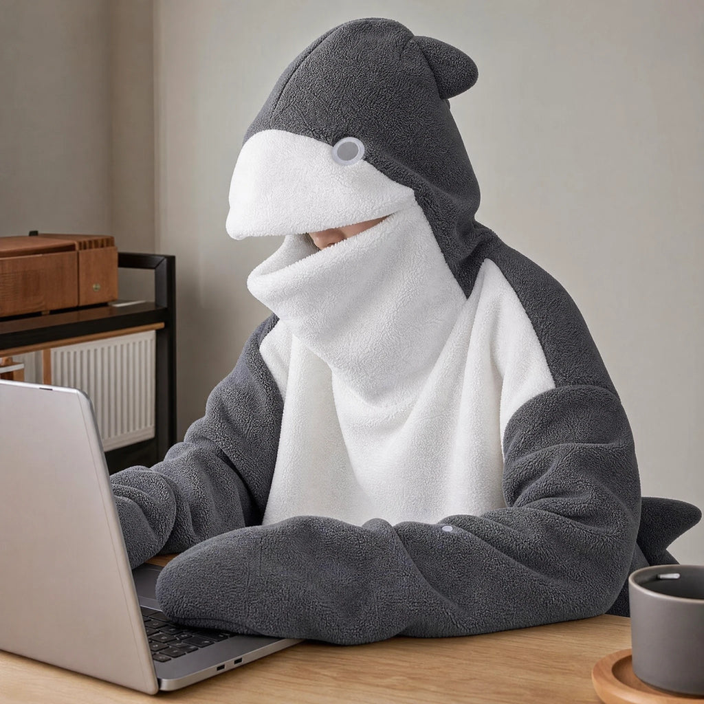 Shark Hoodie with Two-Tone Fleece Design - Utilisation du produit