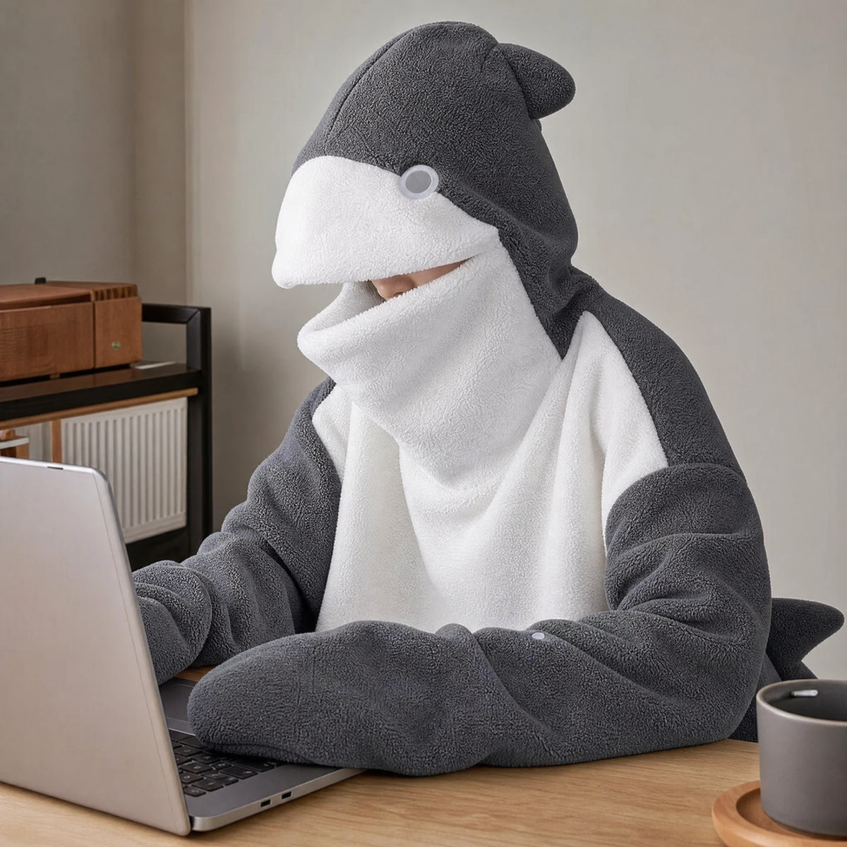 Shark Hoodie with Two-Tone Fleece Design - Utilisation du produit