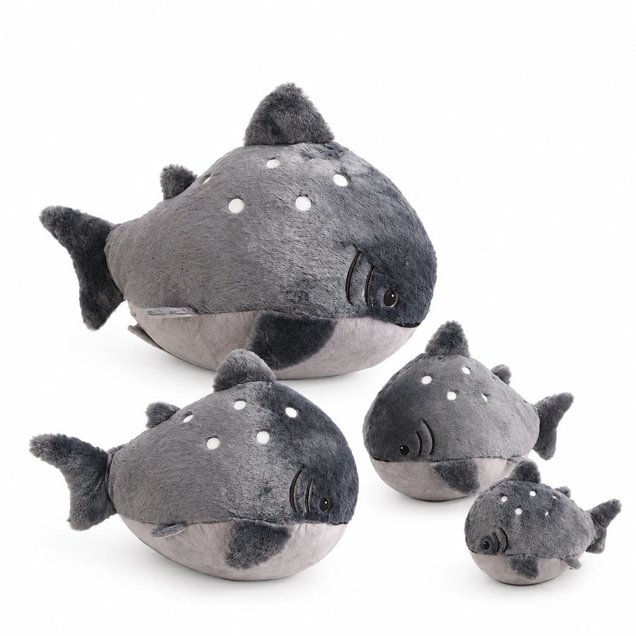 Shark Plush in Chubby Gray Spotted Design - 12in / 30cm · 16in / 40cm · 23in / 60cm