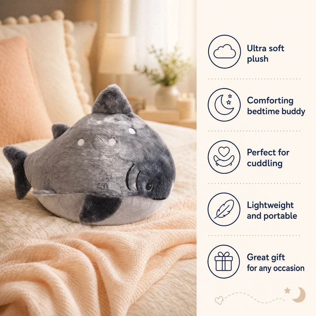 Shark Plush in Chubby Gray Spotted Design - Bénéfices produit