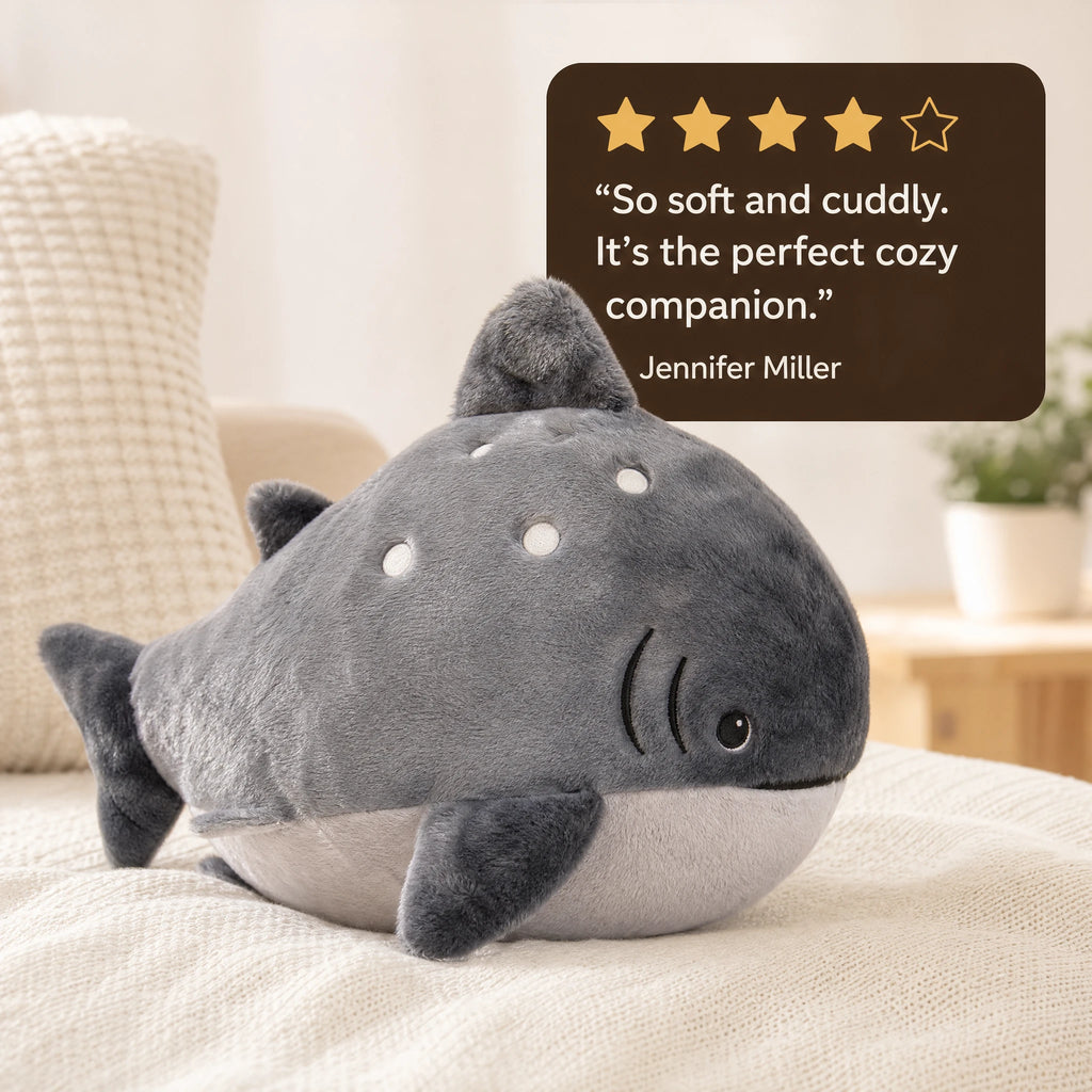 Shark Plush in Chubby Gray Spotted Design - Image témoignage