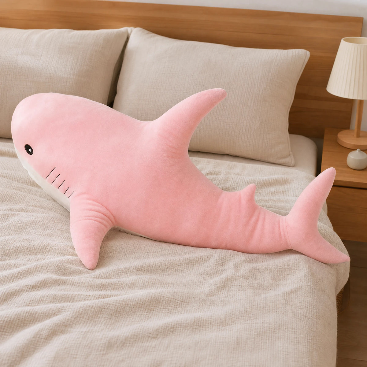 Shark Plush Toy in Soft Pink with Detailed Features - Utilisation du produit