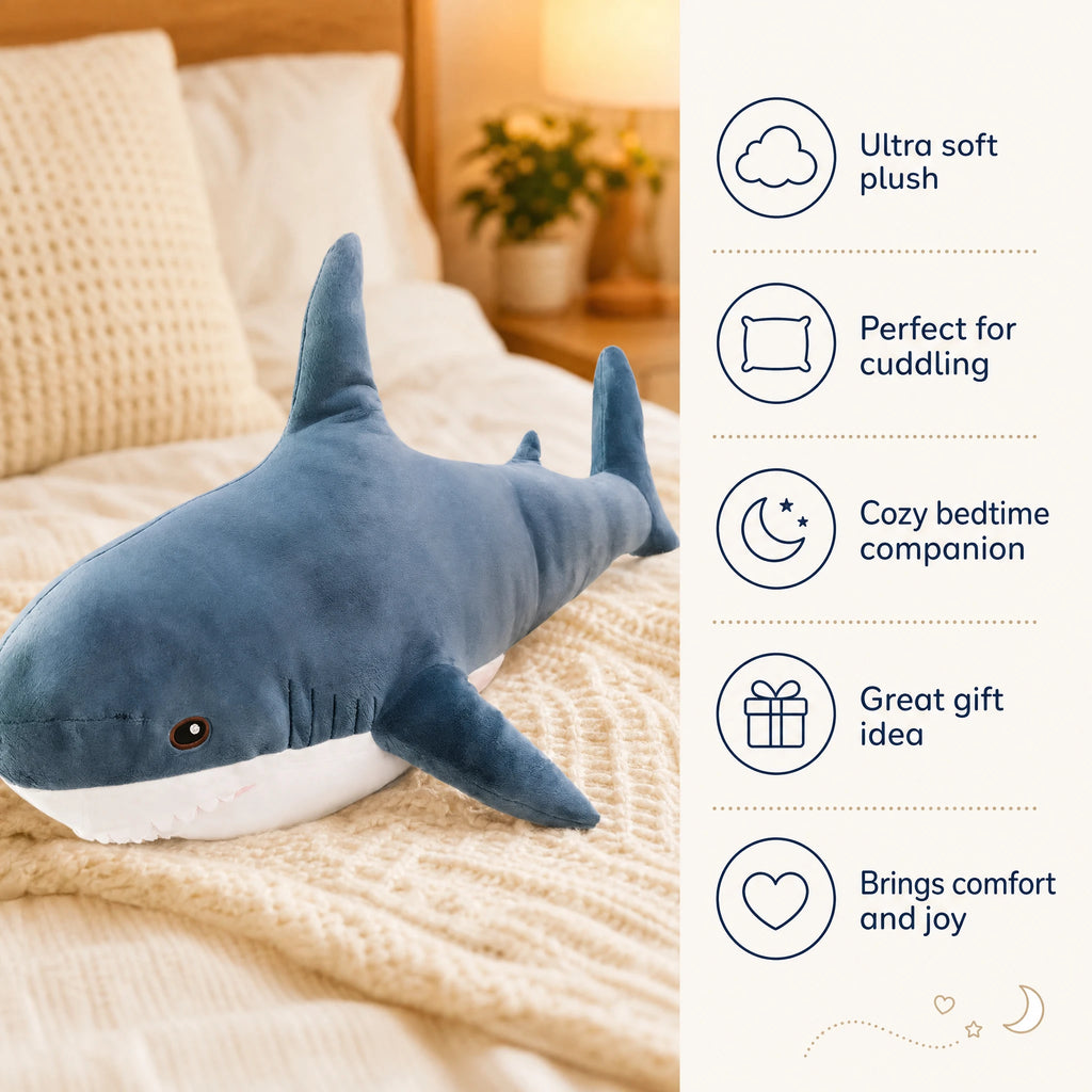 Shark Plush with Blue and White Realistic Design - Bénéfices produit