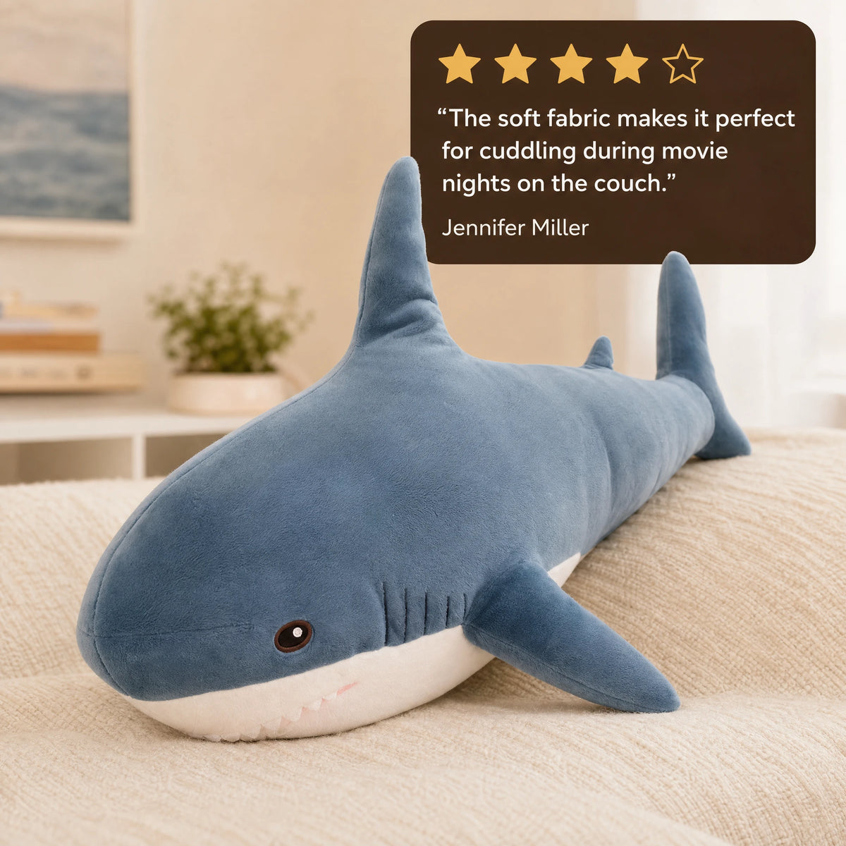 Shark Plush with Blue and White Realistic Design - Image témoignage