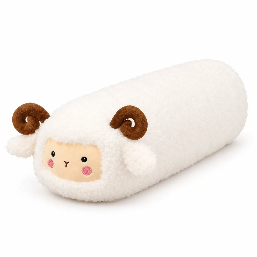 Sheep Body Pillow with Curled Horns and Soft Fleece - 31in / 80cm / White … (3 tailles)