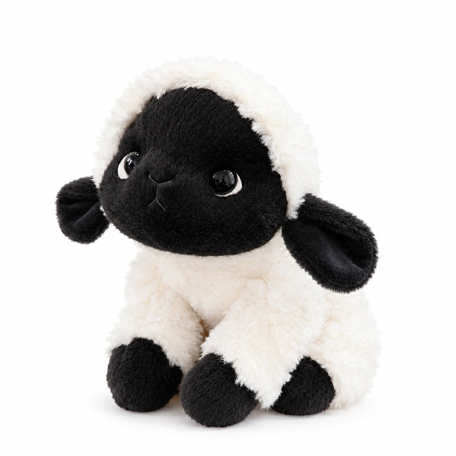Sheep Plush with Black Face and Soft Curly Fleece - 7in / 18cm · 11in / 30cm · 17in / 45cm