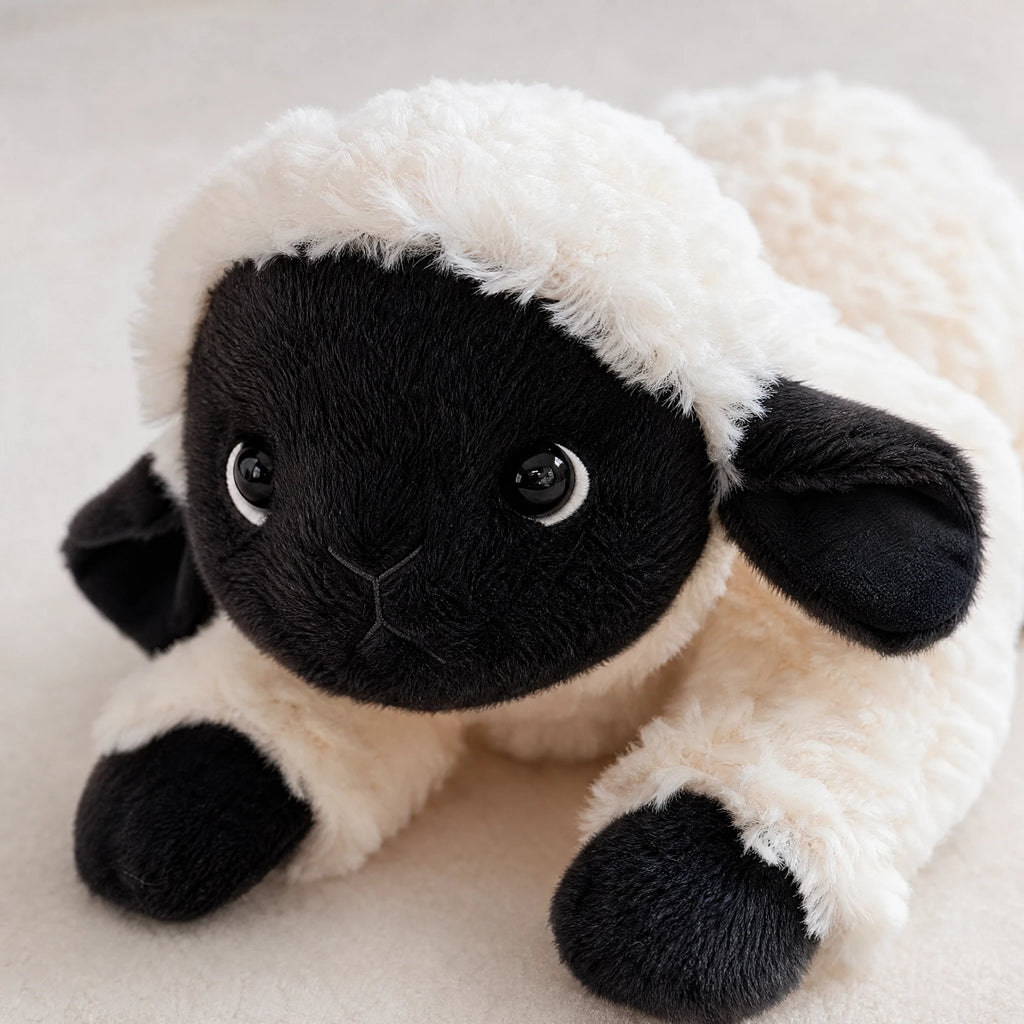 Sheep Plush with Black Face and Soft Curly Fleece - Détail matière