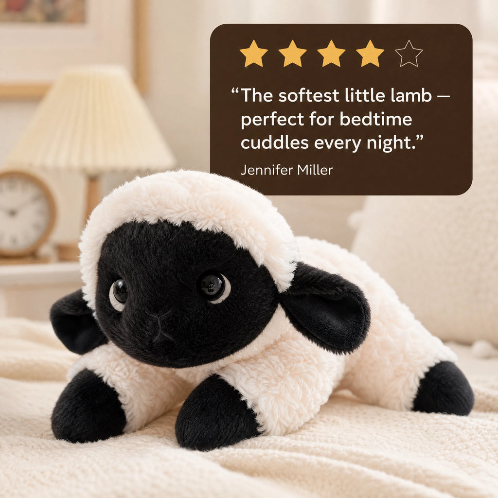 Sheep Plush with Black Face and Soft Curly Fleece - Image témoignage
