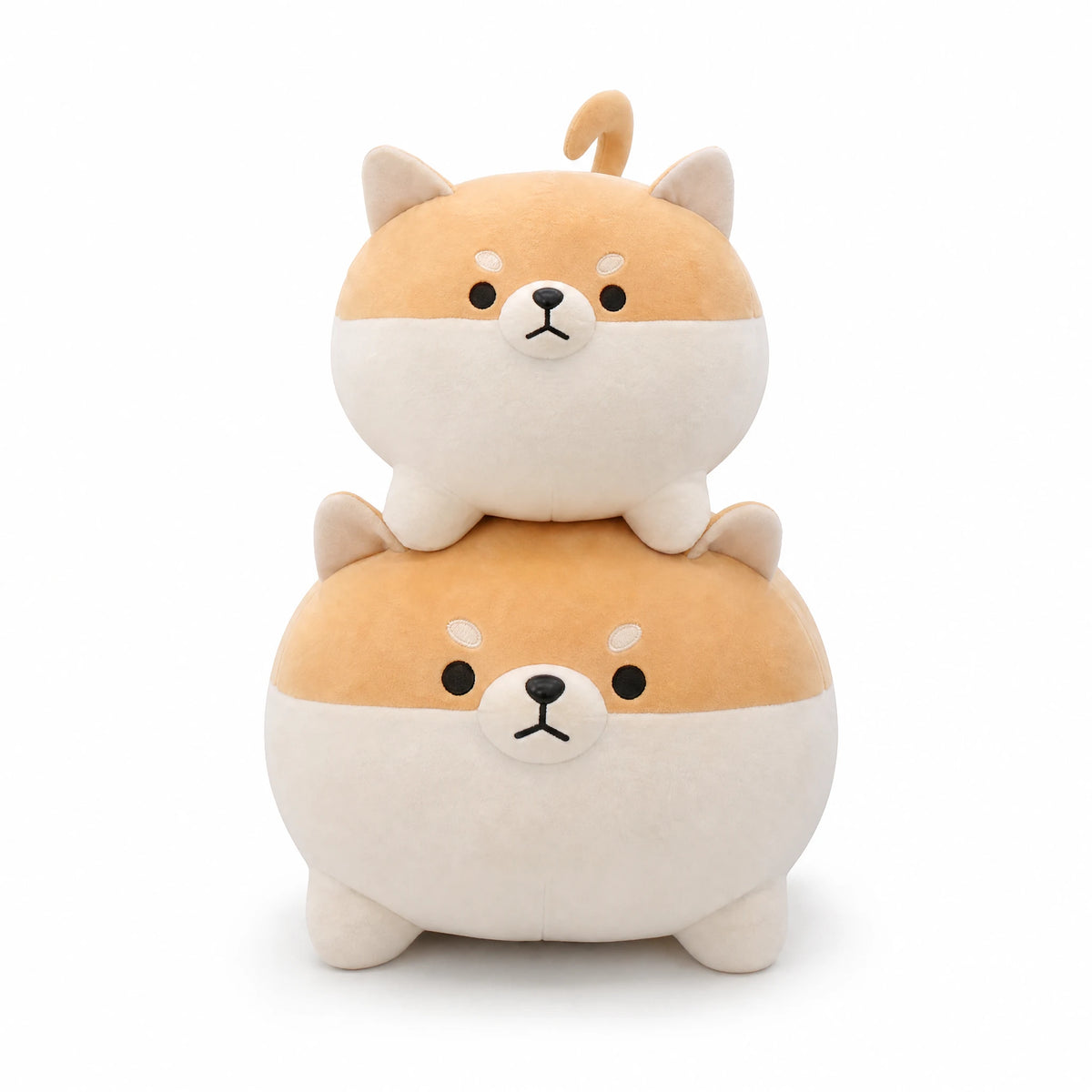 Shiba Inu Plush Pillow in Soft Cotton Fabric - Fond blanc