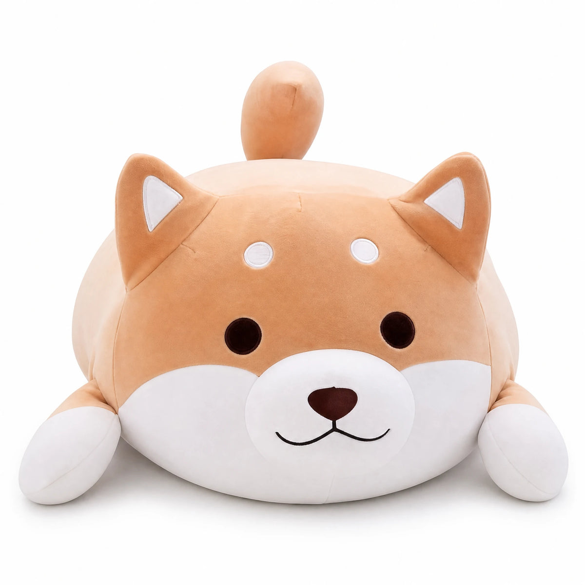 Shiba Inu Plush with Round Chubby Shape and Soft Fill - Fond blanc