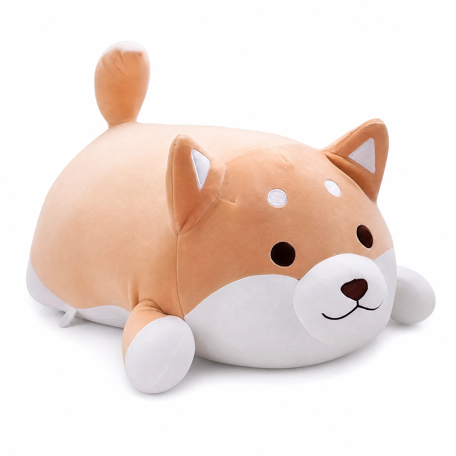 Shiba Inu Plush with Round Chubby Shape and Soft Fill - Fond blanc, autre angle