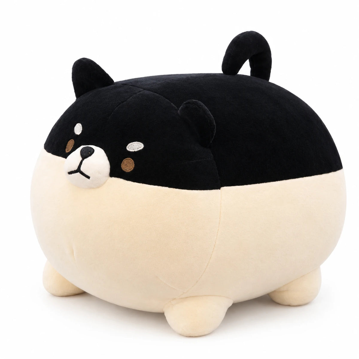 Shiba Inu Plush with Rounded Body and Embroidered Face - 15in / 40cm / Black · 19in / 50cm / Black
