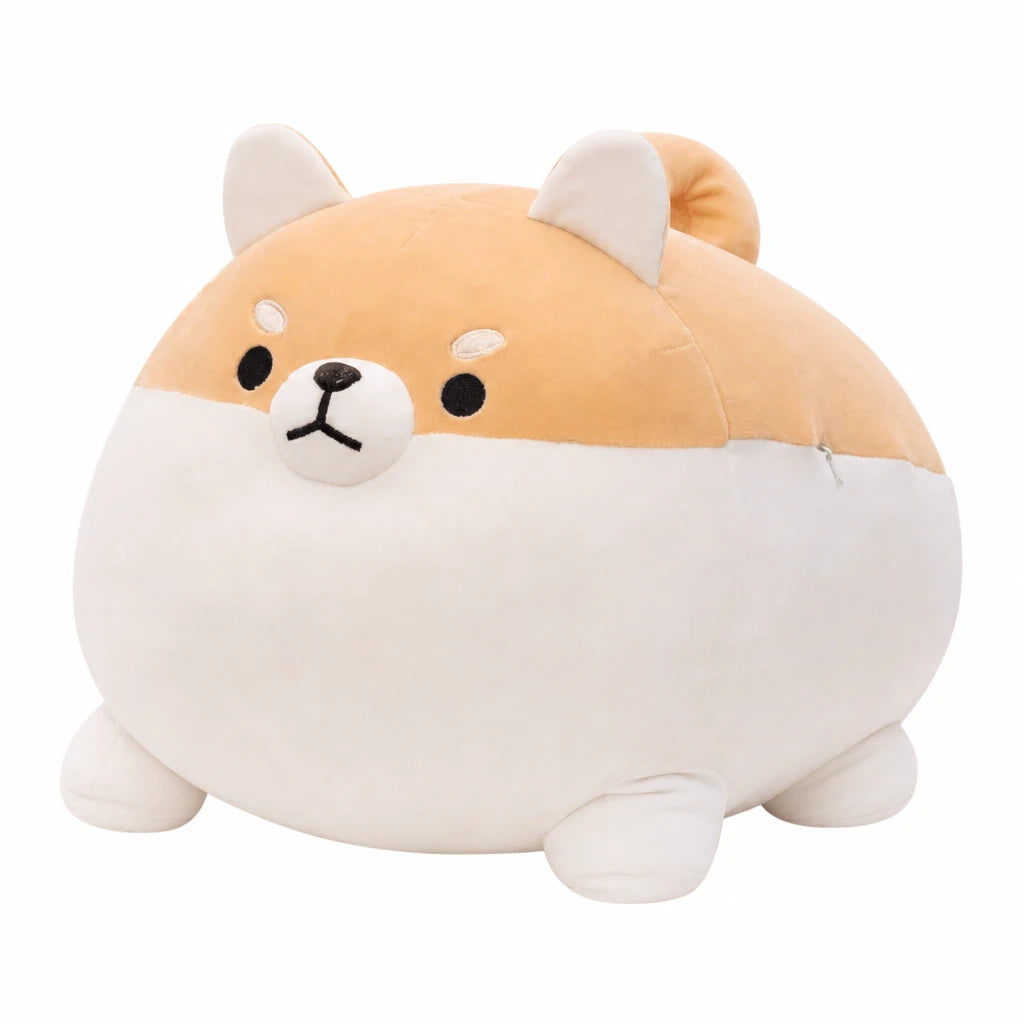 Shiba Inu Plush with Rounded Body and Embroidered Face - 15in / 40cm / Brown · 19in / 50cm / Brown