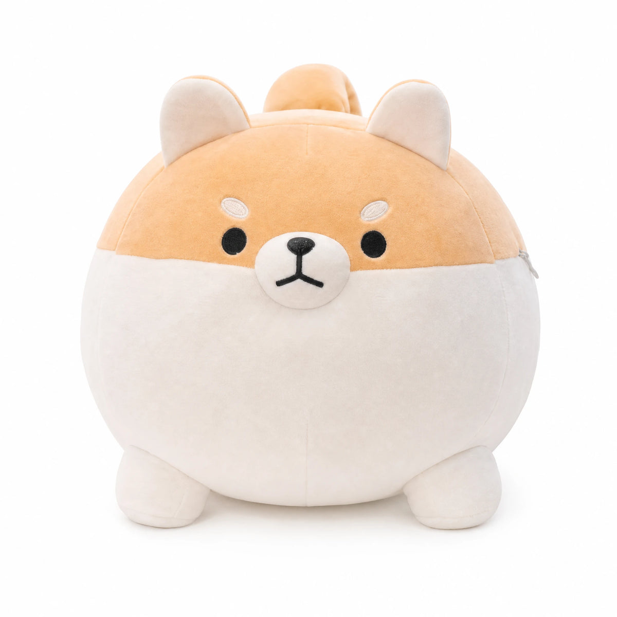 Shiba Inu Plush with Rounded Body and Embroidered Face - Fond blanc