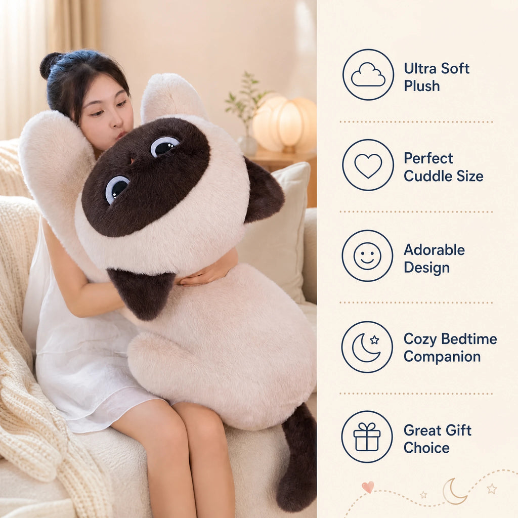 Siamese Cat Plush – Soft Oversized Cuddle Companion - Bénéfices produit