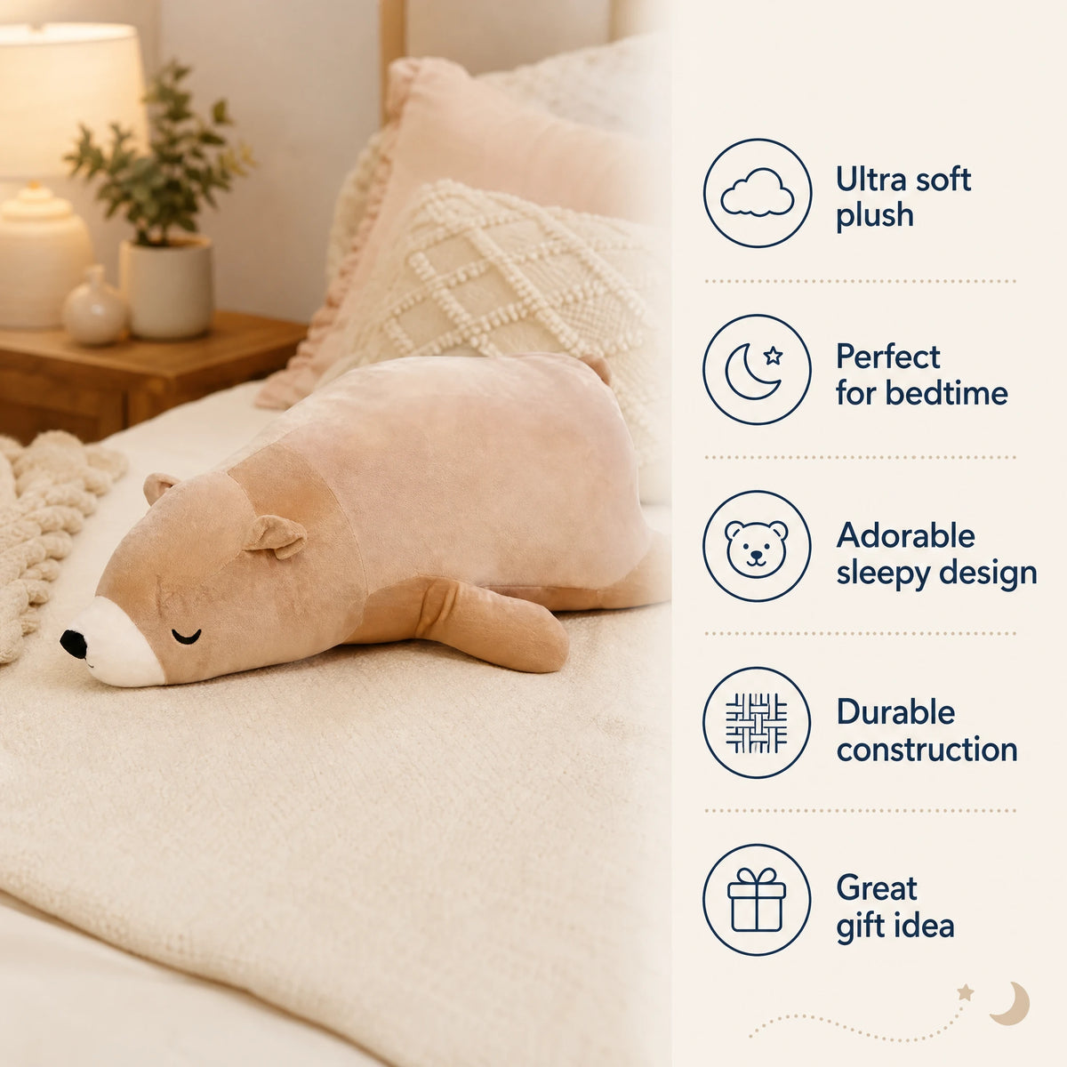 Sleeping Bear Plush with Lying Position and Soft Cotton - Bénéfices produit