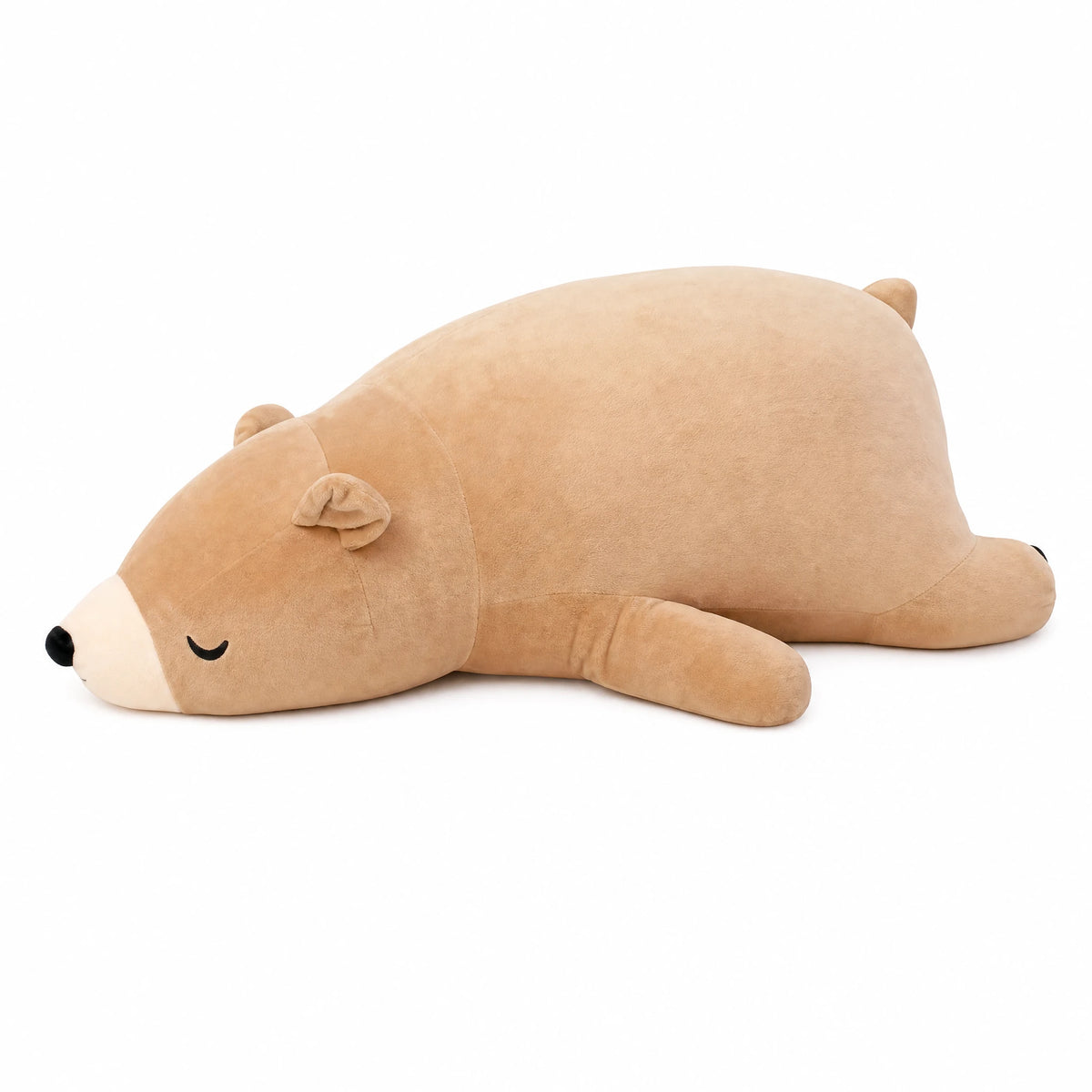 Sleeping Bear Plush with Lying Position and Soft Cotton - Fond blanc