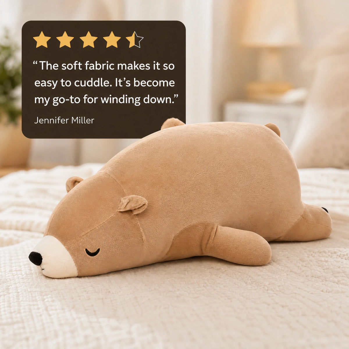 Sleeping Bear Plush with Lying Position and Soft Cotton - Image témoignage