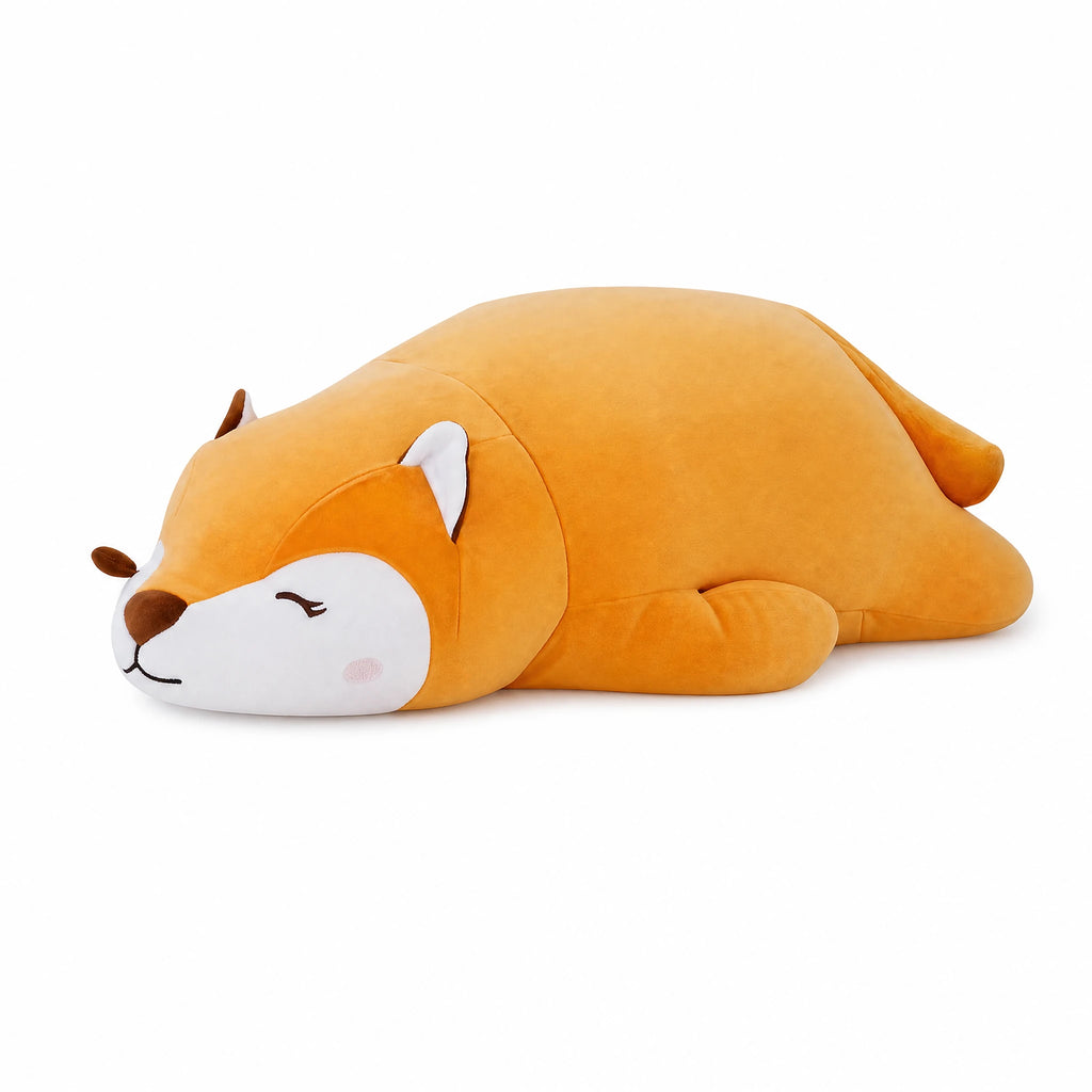 Sleeping Fox Plush with Soft Orange Fur – 78 cm - Fond blanc