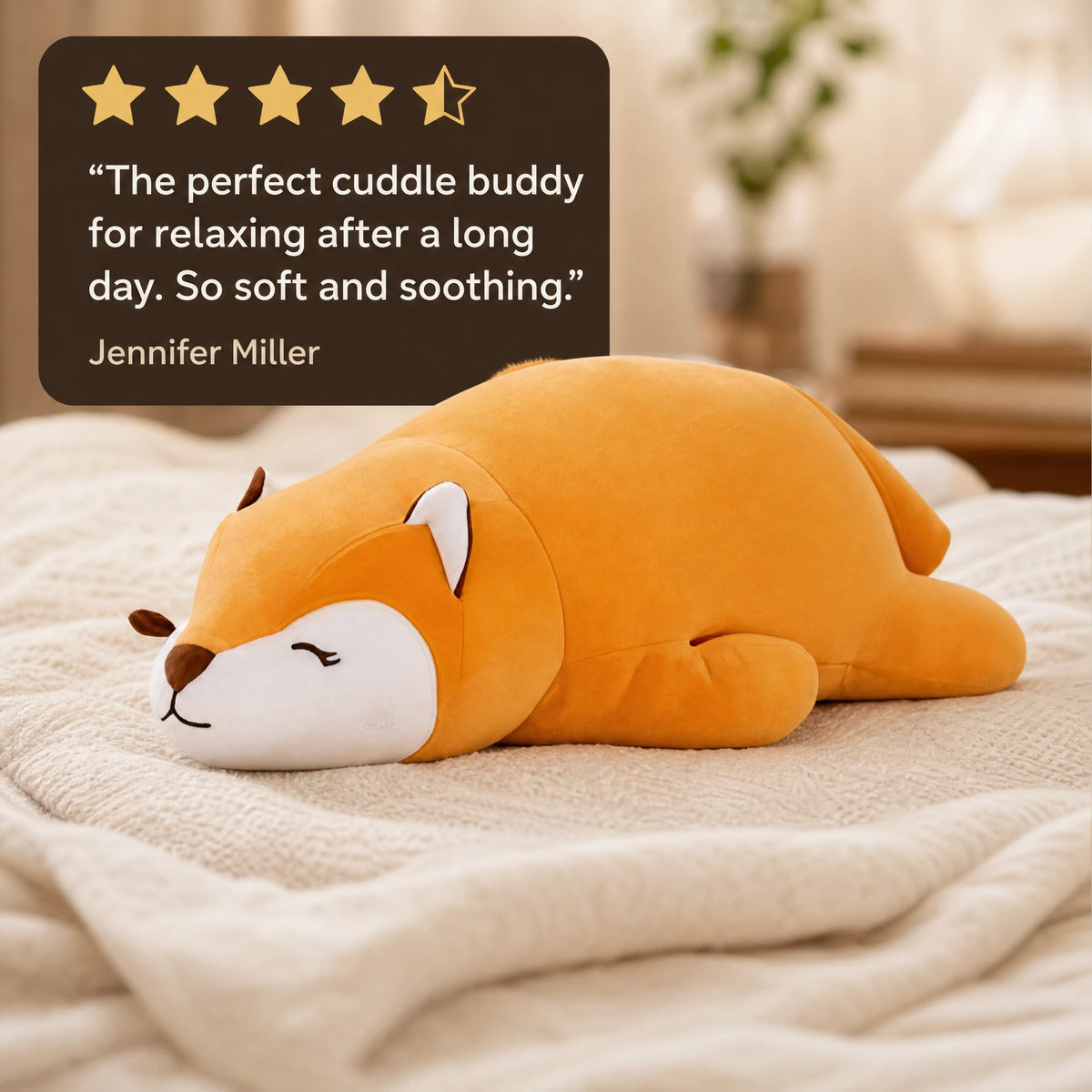 Sleeping Fox Plush with Soft Orange Fur – 78 cm - Image témoignage