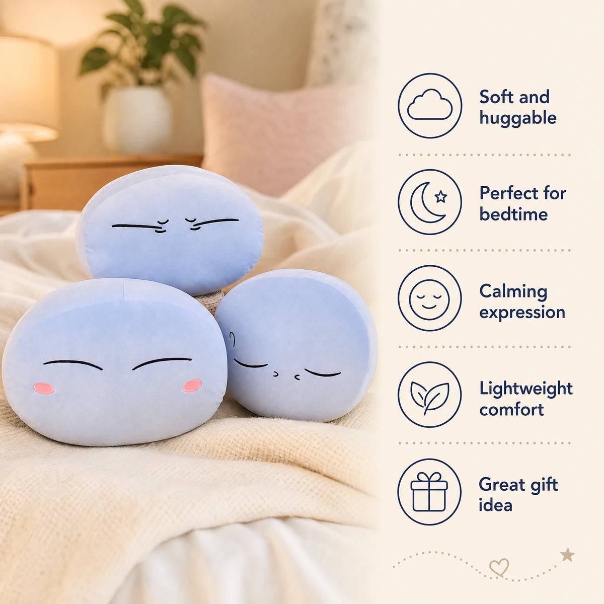 Slime Plush Cushion with Cute Facial Expressions - Bénéfices produit