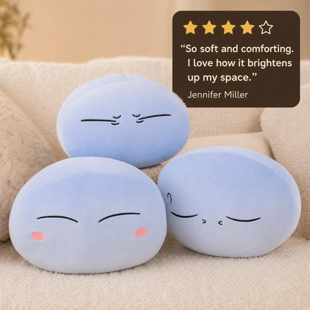 Slime Plush Cushion with Cute Facial Expressions - Image témoignage