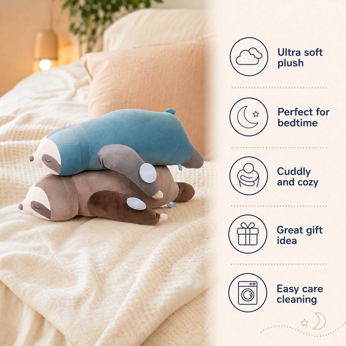 Sloth Plush Pillow with Attachable Limbs - Bénéfices produit