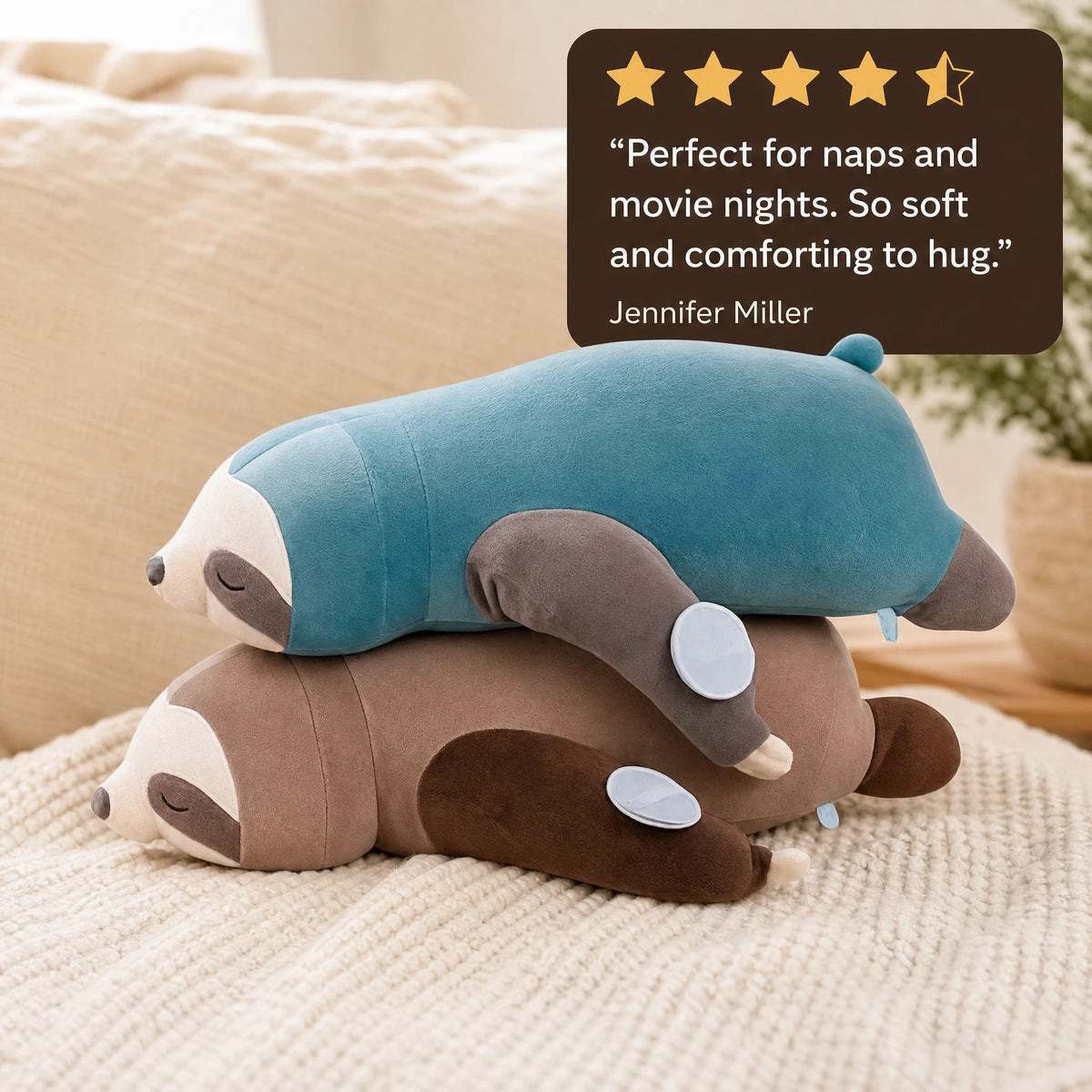 Sloth Plush Pillow with Attachable Limbs - Image témoignage