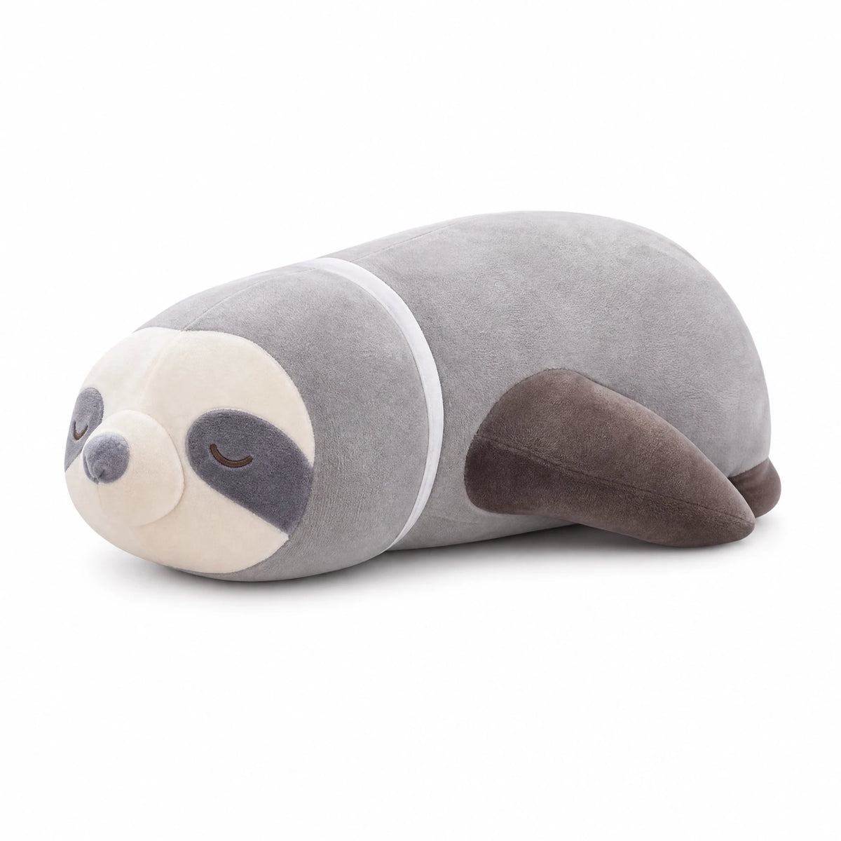 Sloth Plush Toy in Relaxed Sleeping Position - Fond blanc