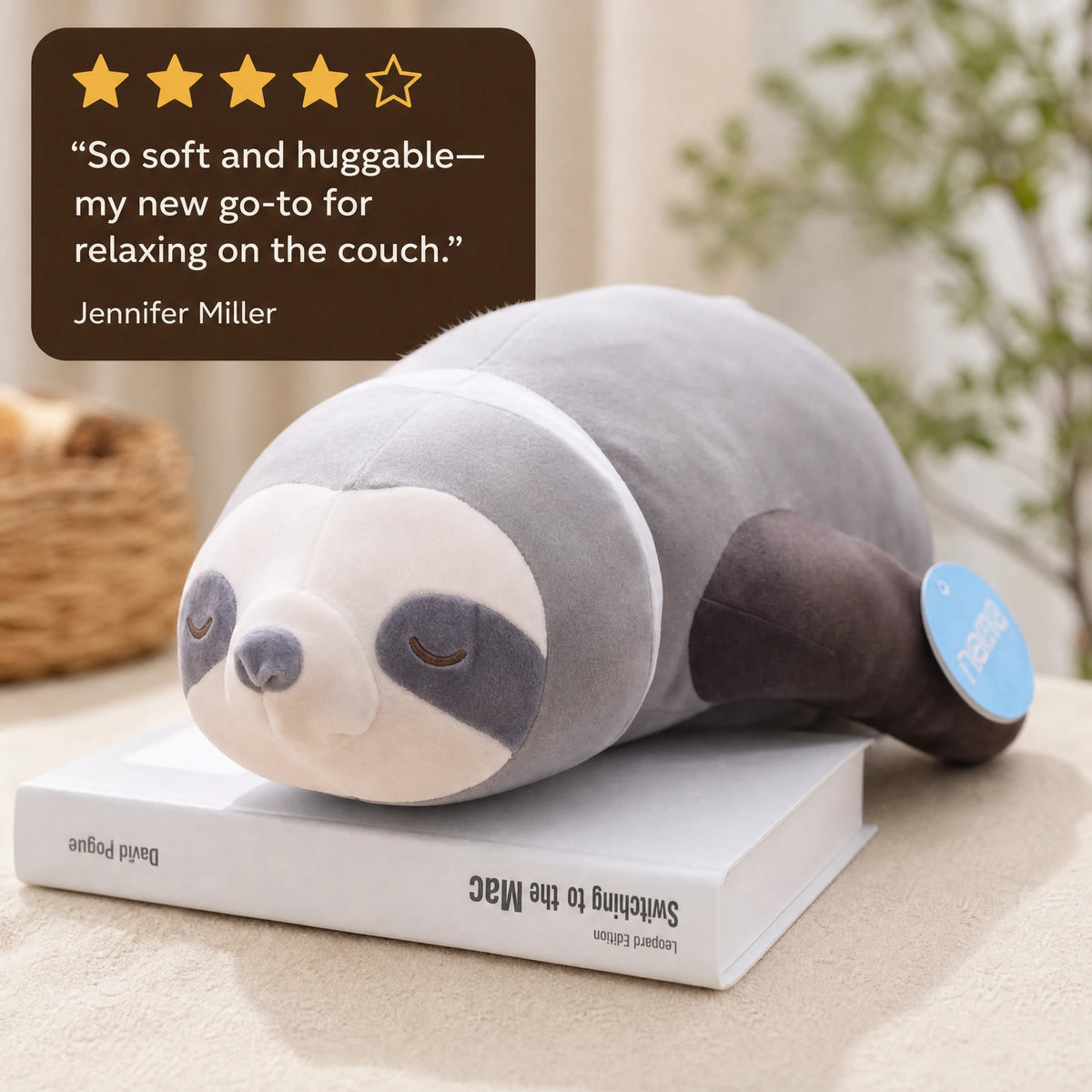 Sloth Plush Toy in Relaxed Sleeping Position - Image témoignage