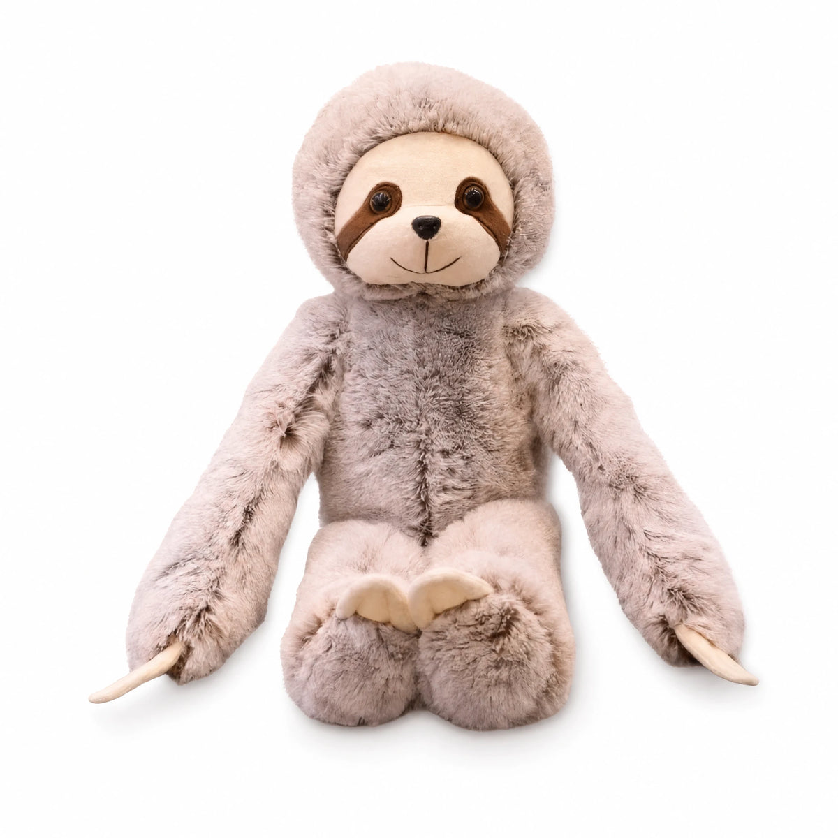 Sloth Plush with Long Hugging Arms in Soft Brown Fur - Fond blanc