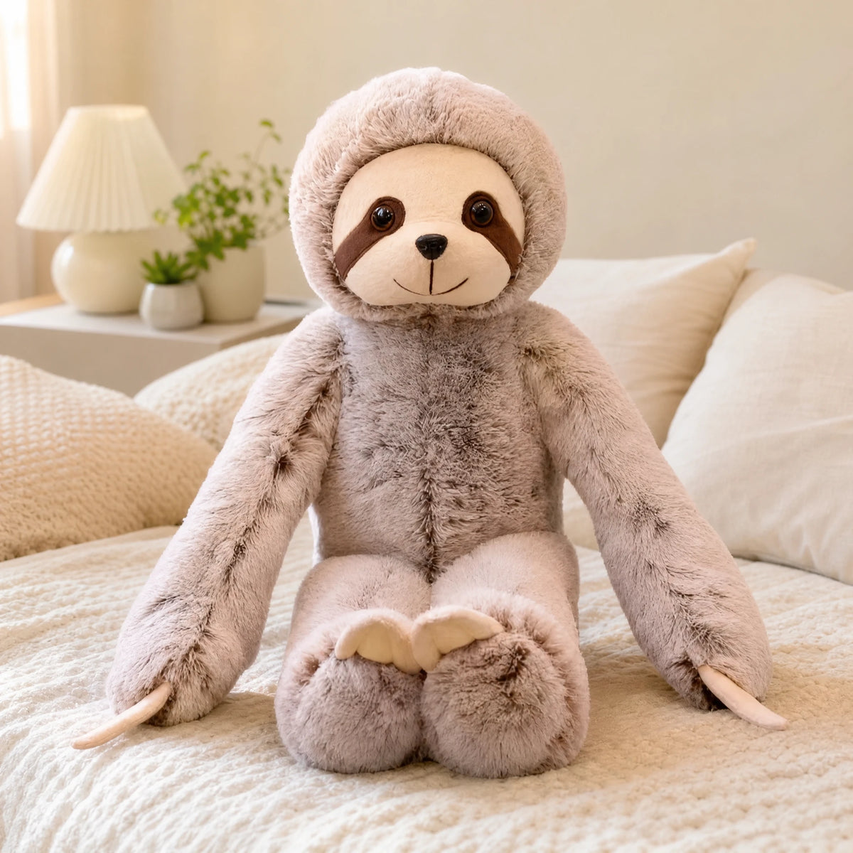 Sloth Plush with Long Hugging Arms in Soft Brown Fur - Utilisation du produit