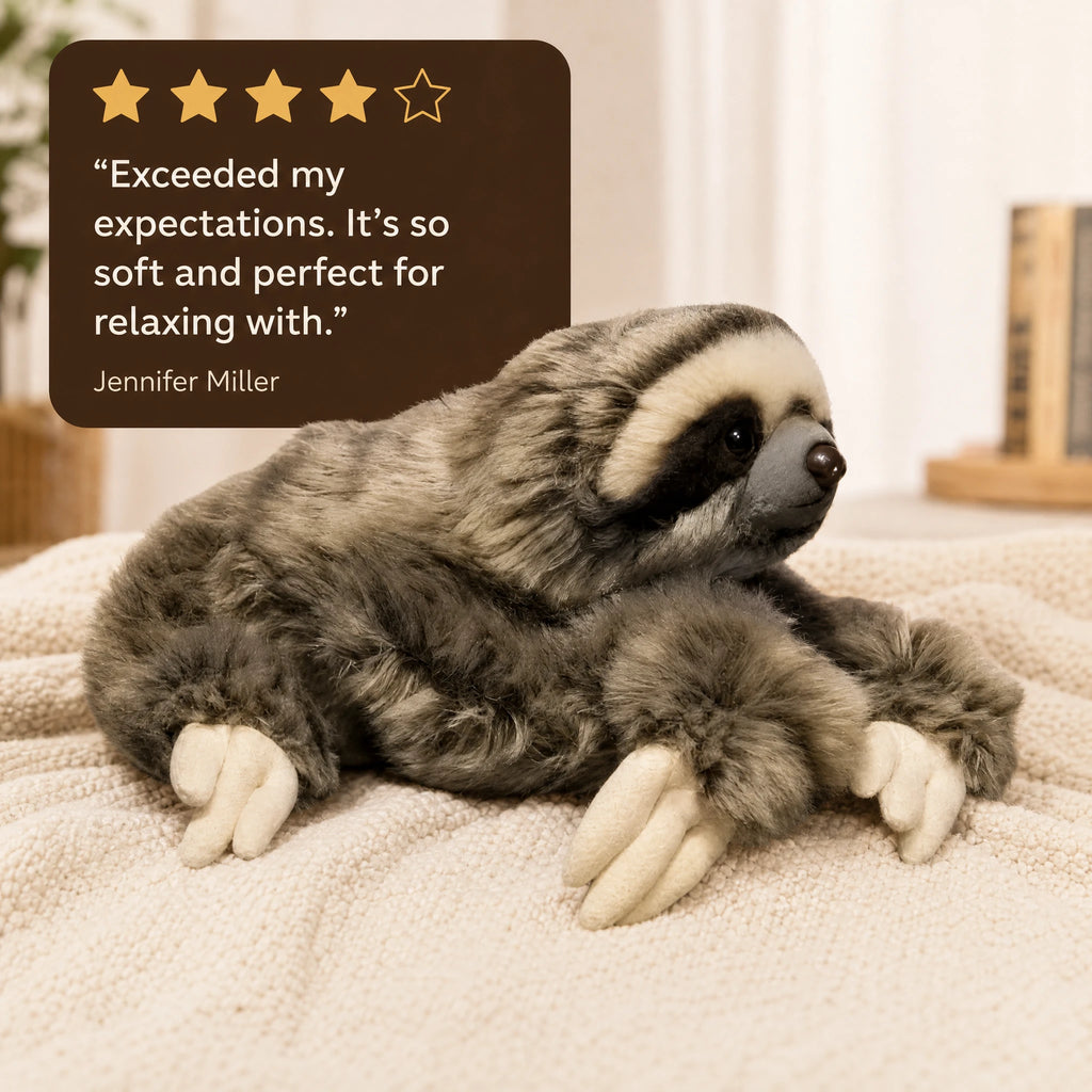 Sloth Plush with Realistic Fur and Expressive Face - Image témoignage