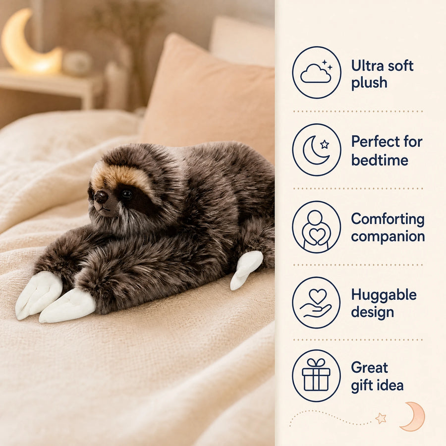 Sloth Plush with Soft Brown Fur and Lying Pose - Bénéfices produit