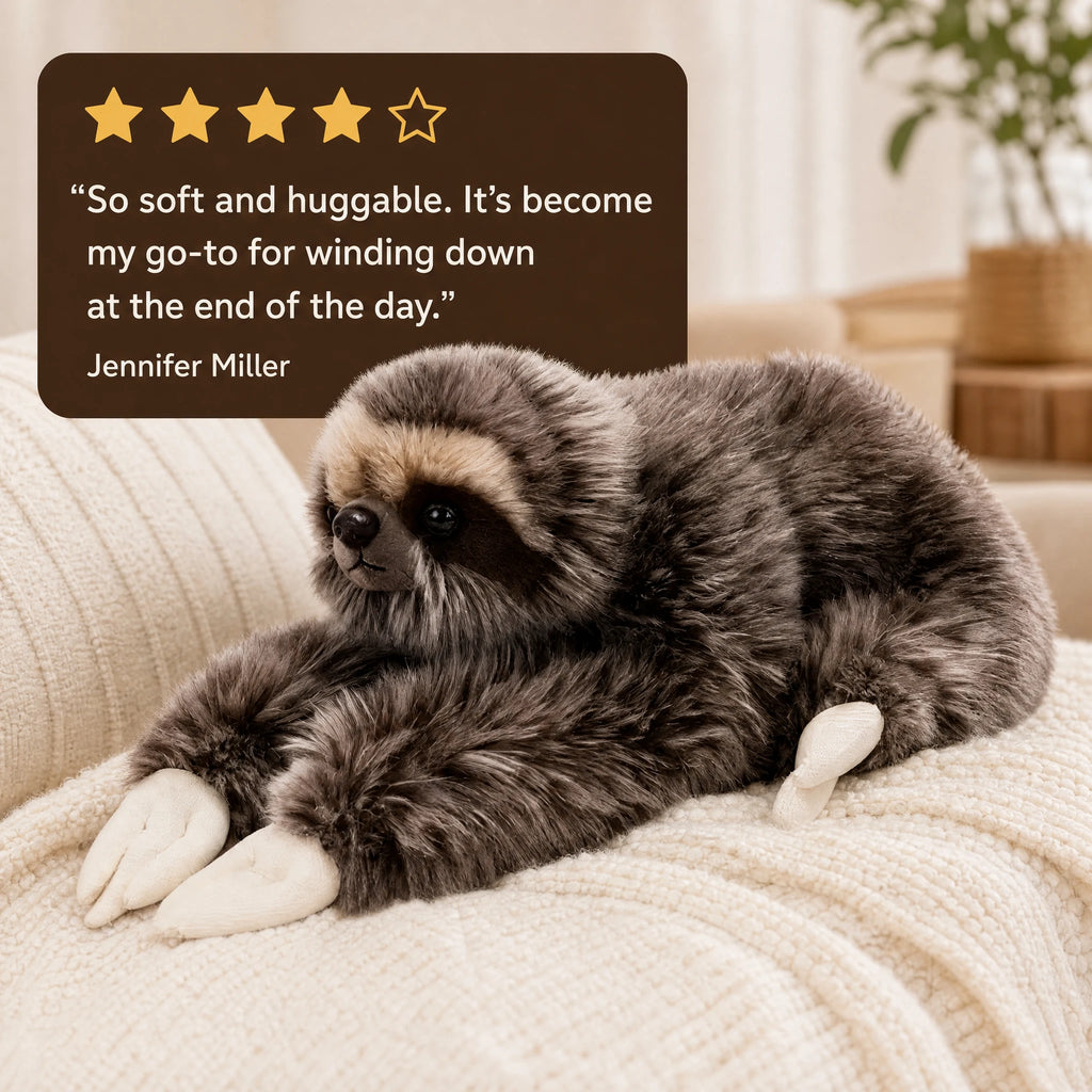 Sloth Plush with Soft Brown Fur and Lying Pose - Image témoignage