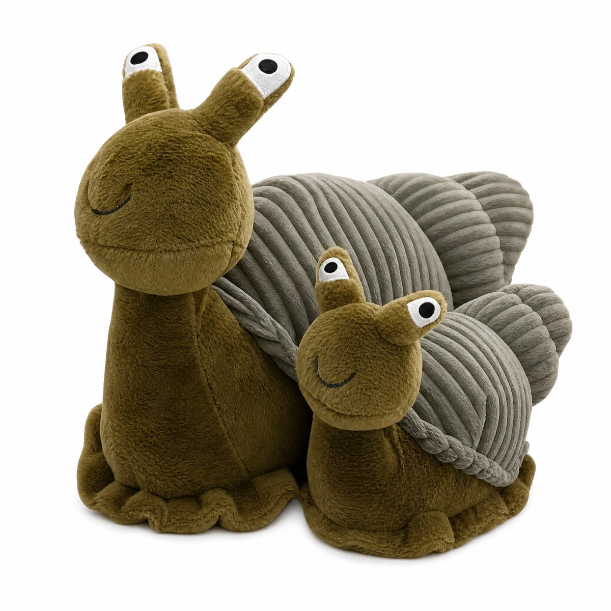 Snail Plush Toy with Corduroy Shell and Big Eyes - Fond blanc