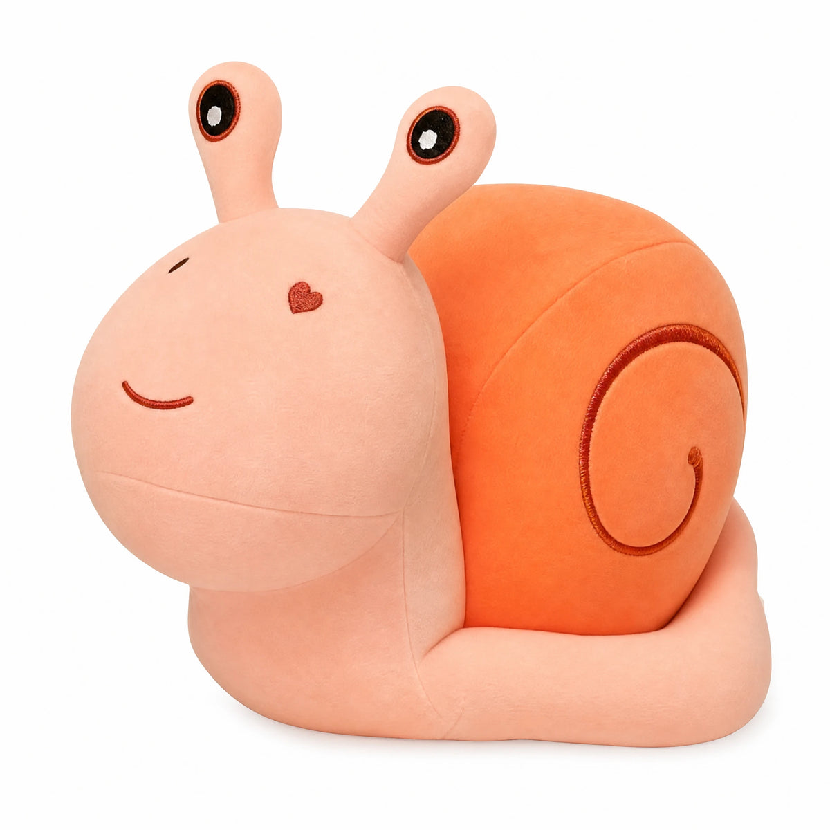 Snail Plush Toy with Heart Detail and Soft Cotton - Fond blanc