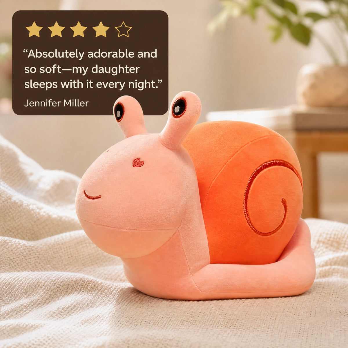 Snail Plush Toy with Heart Detail and Soft Cotton - Image témoignage