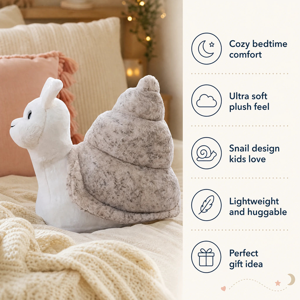 Snail Plush Toy with Textured Shell and Smiling Face - Bénéfices produit