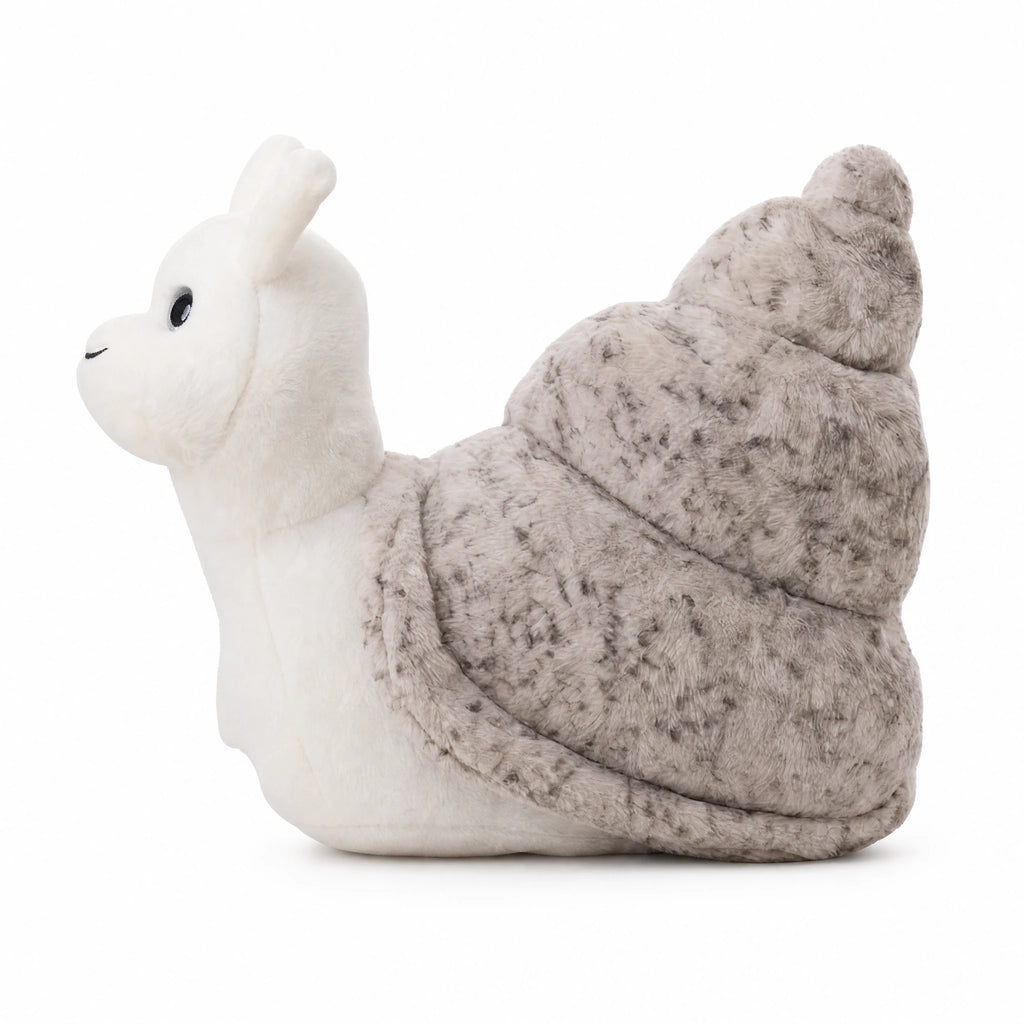 Snail Plush Toy with Textured Shell and Smiling Face - Fond blanc