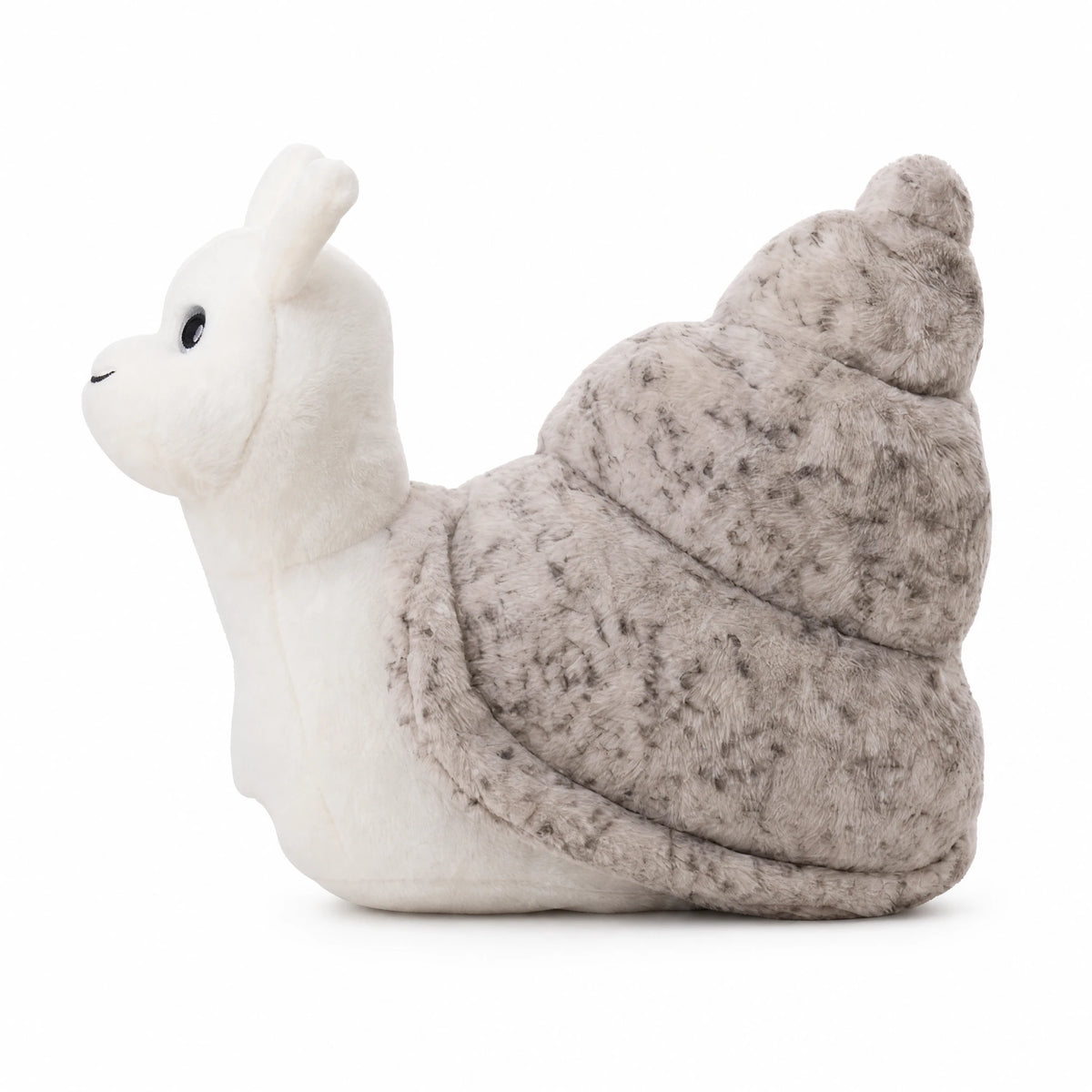 Snail Plush Toy with Textured Shell and Smiling Face - Fond blanc